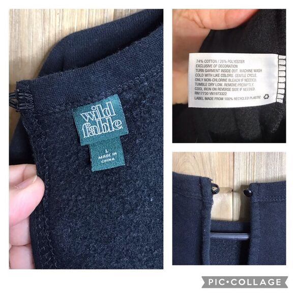 Wild Fable Black Fleece Jumpsuit One Piece Elastic Waist Size Large - Picture 14 of 16